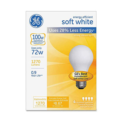 GE 66249 Halogen Bulb Globe 72W 4/BX White